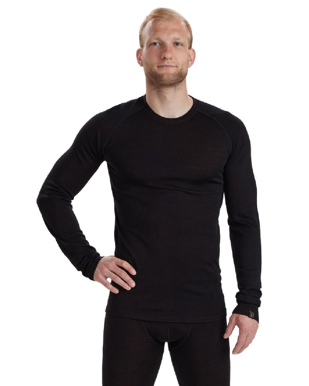 Black Oak coloured Deerhunter Quinn Merino Undershirt on white background 