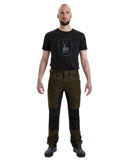 Adventure Green Coloured Deerhunter Rogaland Contrast Stretch Trousers on white background 