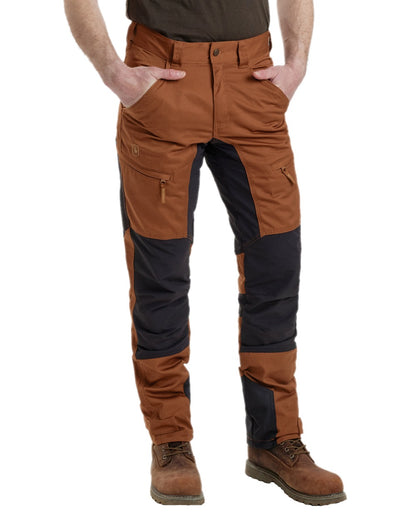 Burnt Orange Coloured Deerhunter Rogaland Contrast Stretch Trousers on white background 