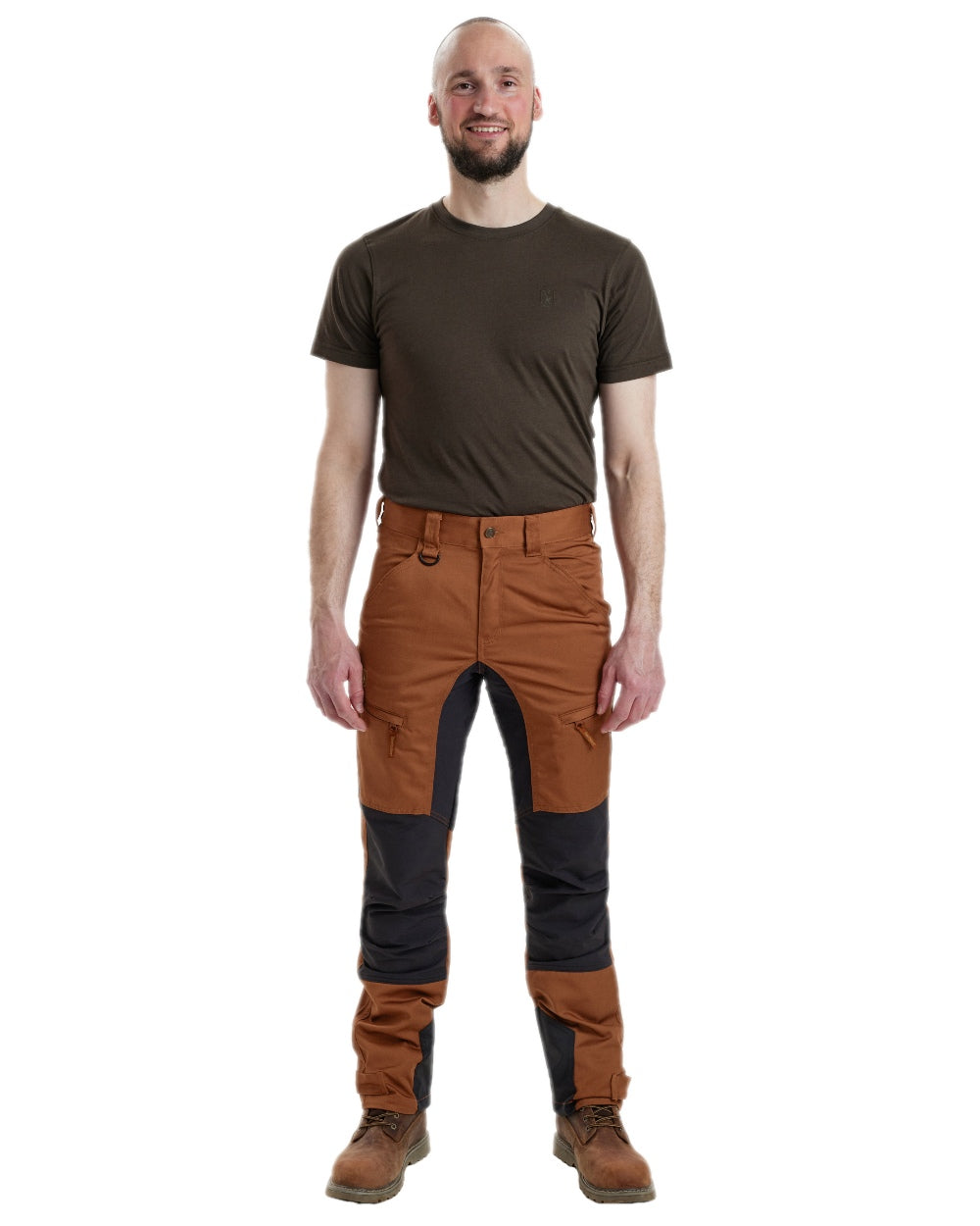 Burnt Orange Coloured Deerhunter Rogaland Contrast Stretch Trousers on white background 