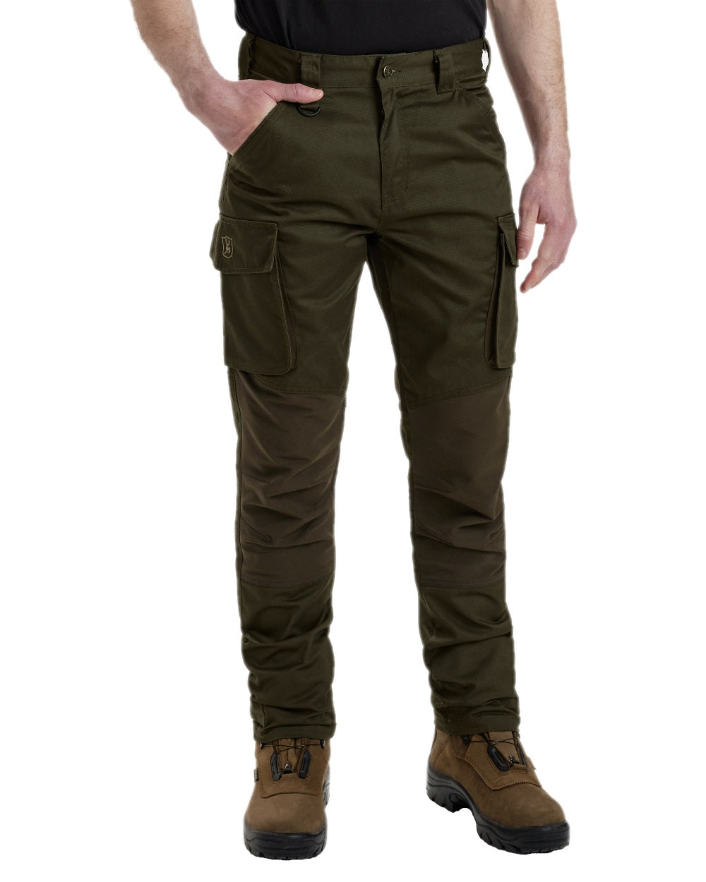 Adventure Green Coloured Deerhunter Rogaland Stretch Trousers on white background 