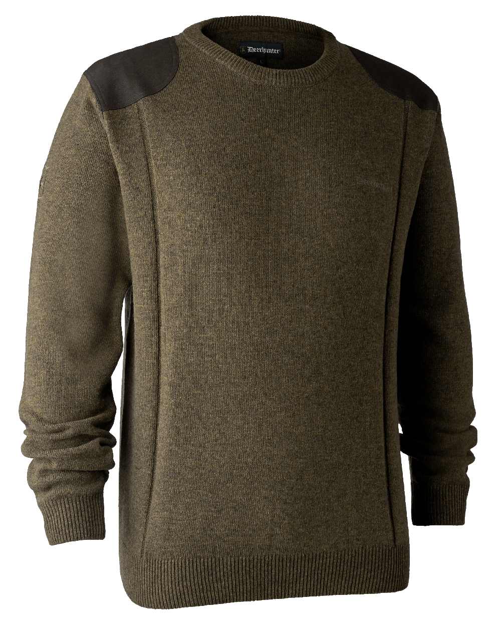 Cypress coloured Deerhunter Sheffield O-Neck Sweater on white background 