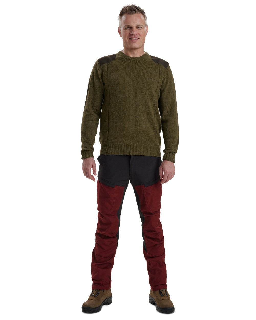 Cypress coloured Deerhunter Sheffield O-Neck Sweater on white background 