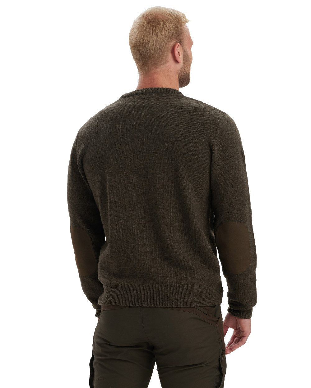 Dark Elm coloured Deerhunter Sheffield O-Neck Sweater on white background 