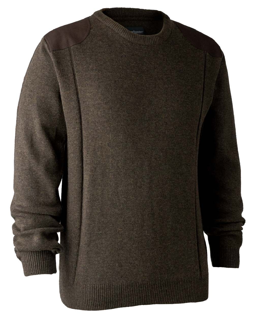 Dark Elm coloured Deerhunter Sheffield O-Neck Sweater on white background 