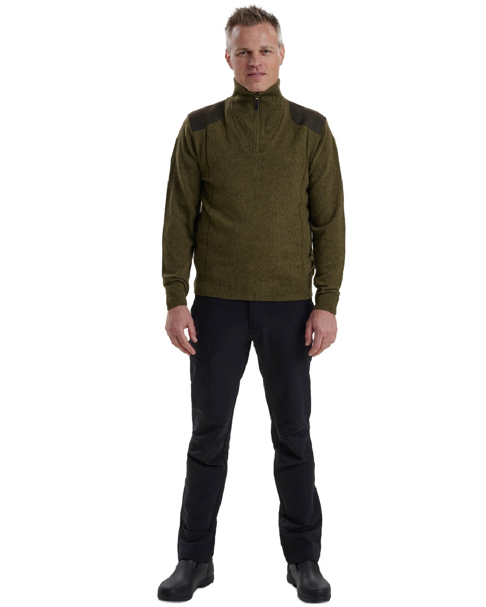 Cypess coloured Deerhunter Sheffield Zip Neck Sweater on white background 