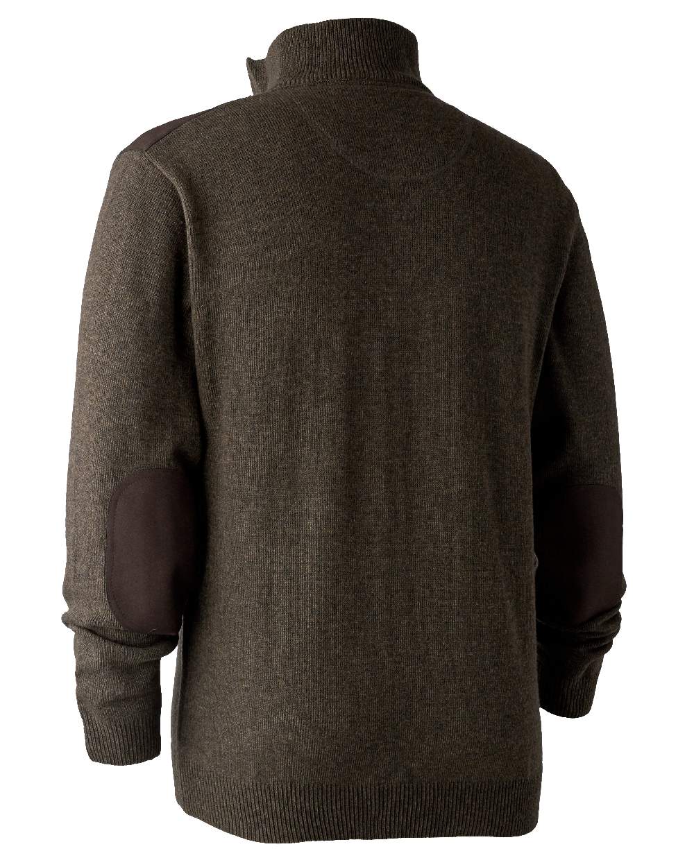 Dark Elm coloured Deerhunter Sheffield Zip Neck Sweater on white background 