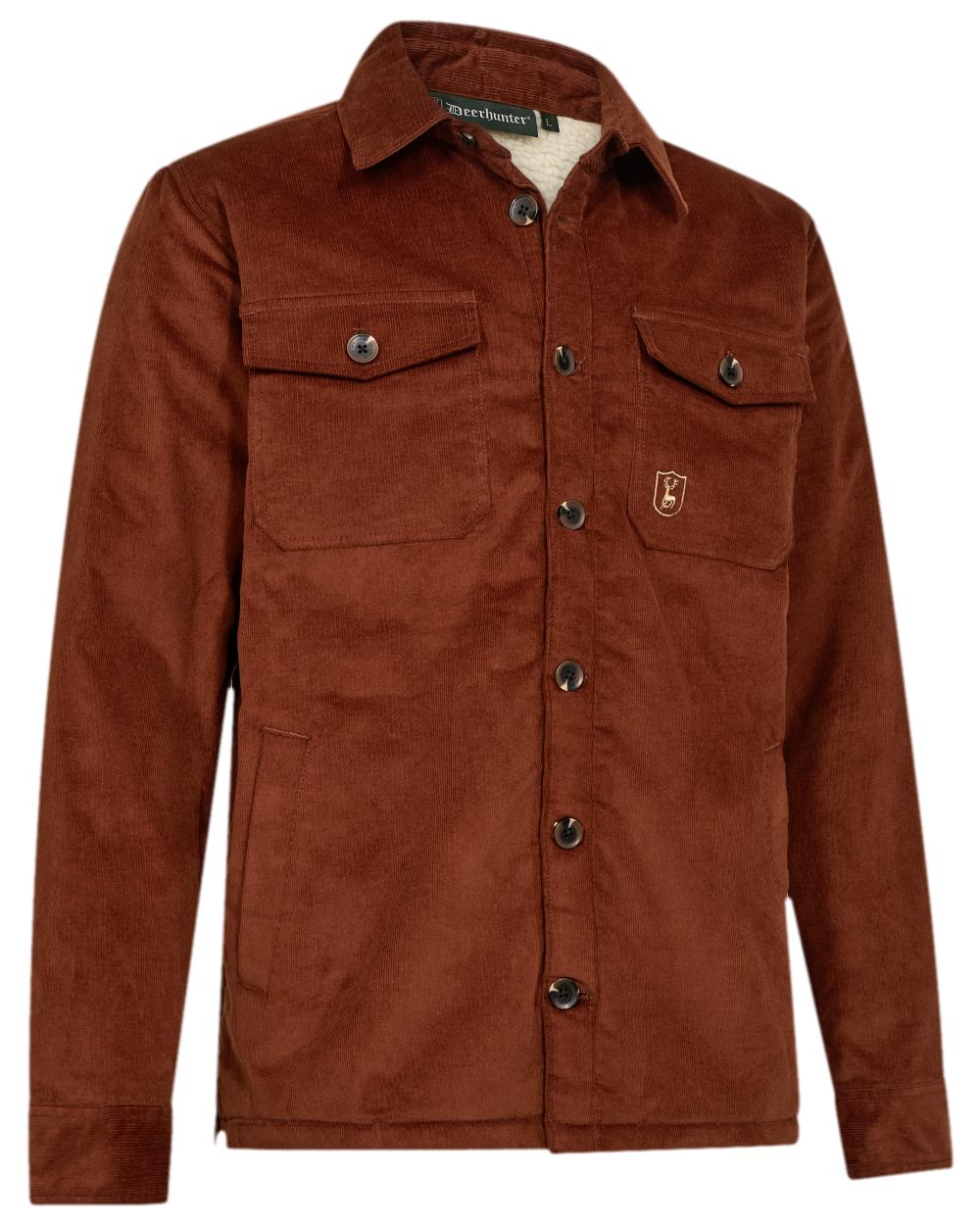 Rustleaf Coloured Deerhunter Sherpa Lined Corduroy Jacket on white background 