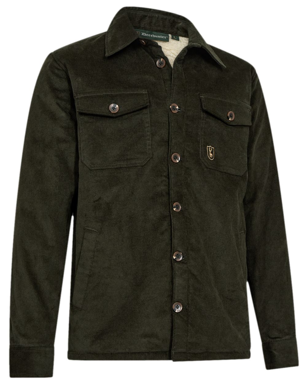 Timber Coloured Deerhunter Sherpa Lined Corduroy Jacket on white background 