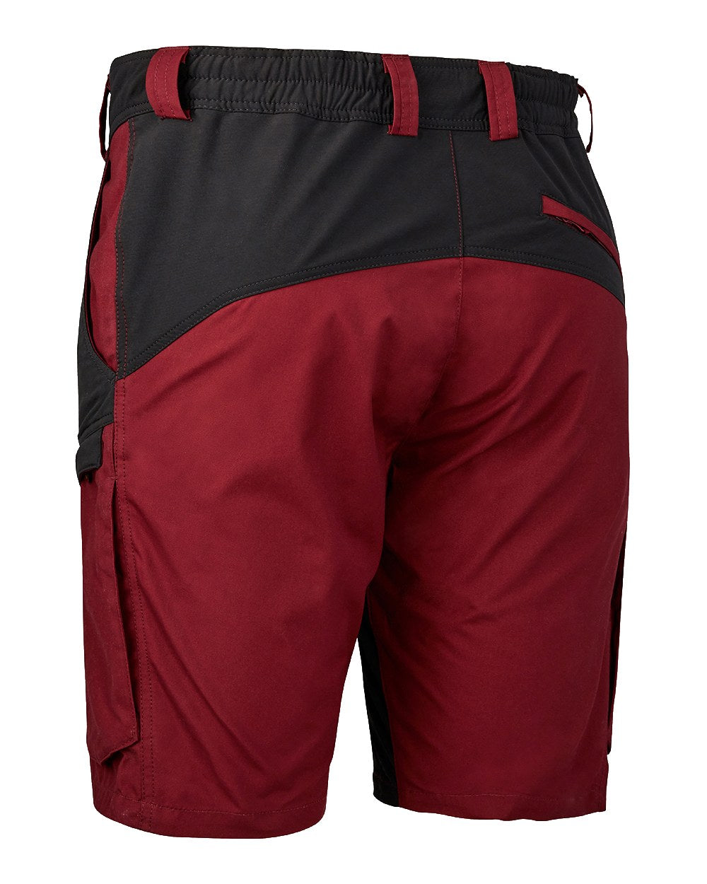 Oxblood Red coloured Deerhunter Strike Shorts on white background 
