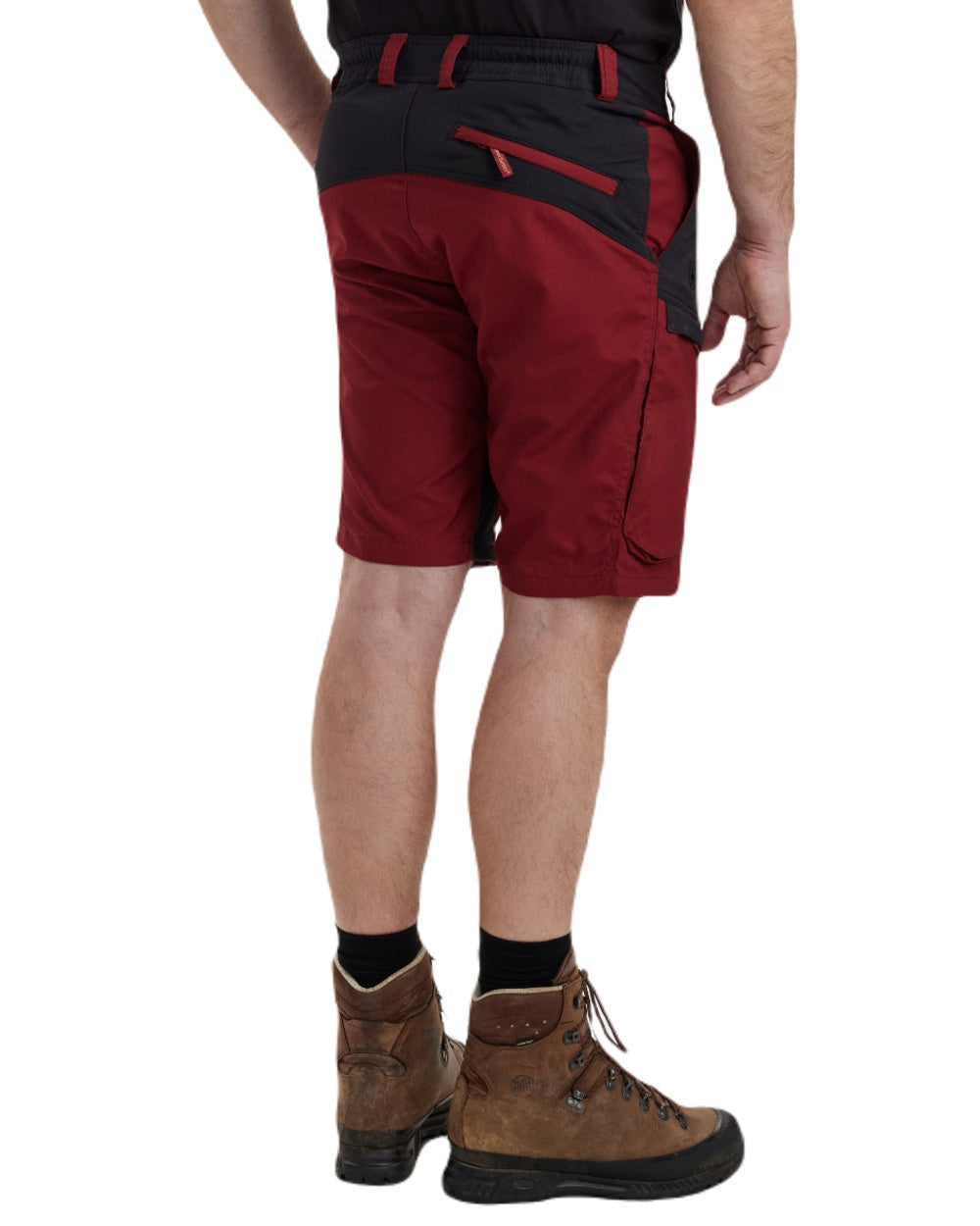 Oxblood Red coloured Deerhunter Strike Shorts on white background 