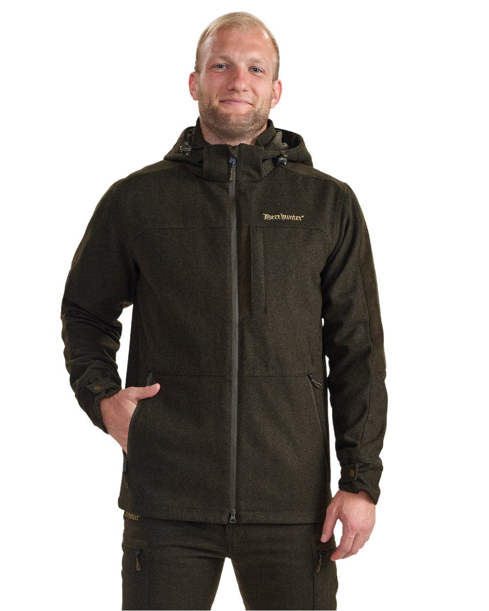 Loden Wood coloured Deerhunter Tatra Active Jacket on white background 