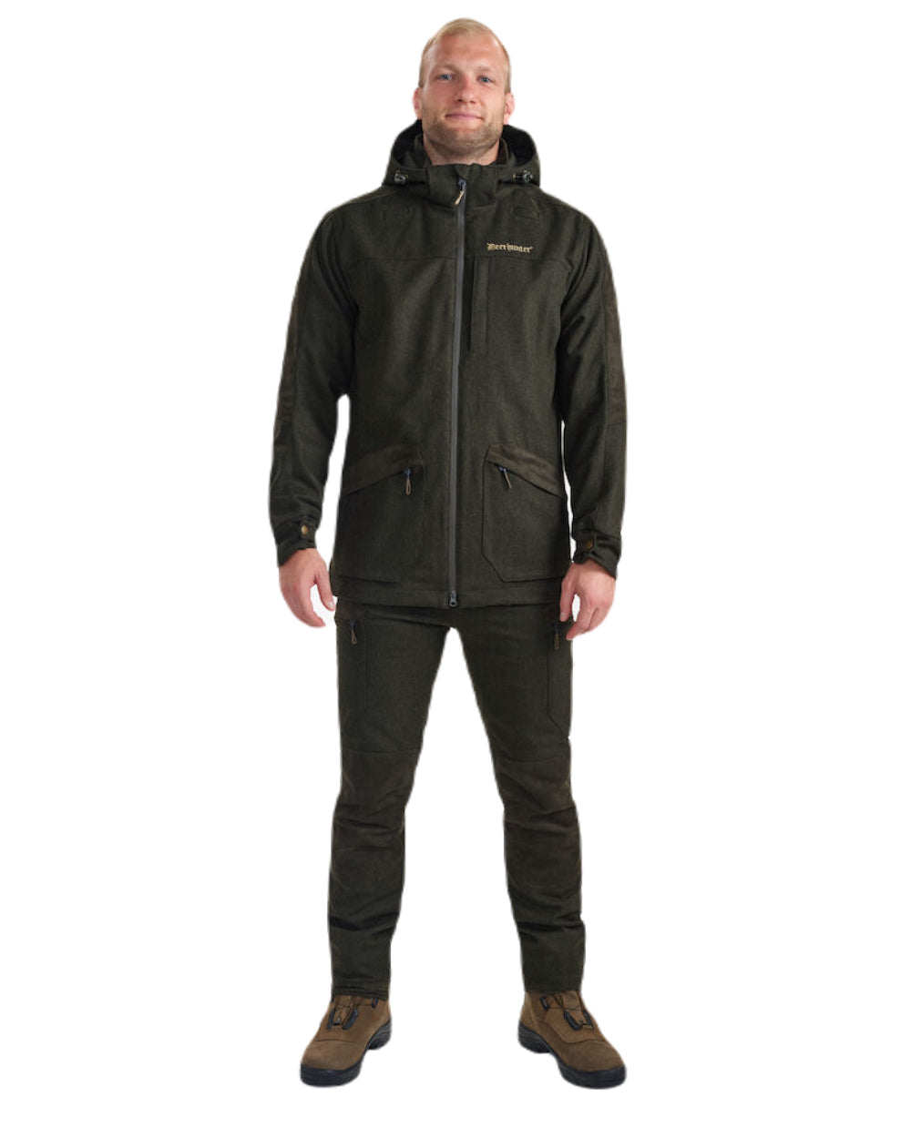 Loden Wood Coloured Deerhunter Tatra Jacket On A White Background 