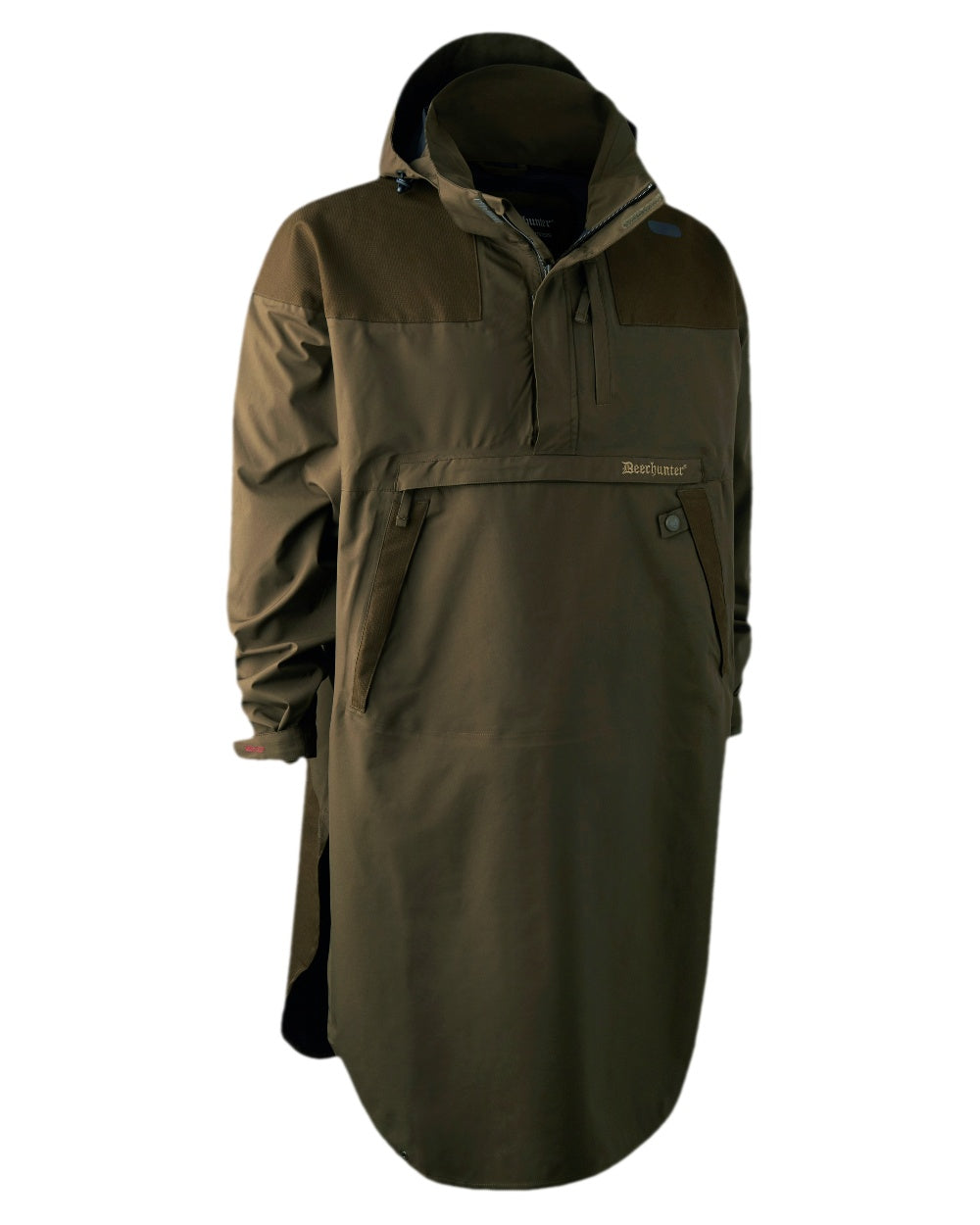 Canteen Coloured Deerhunter Track Rain Long Anorak on white background 