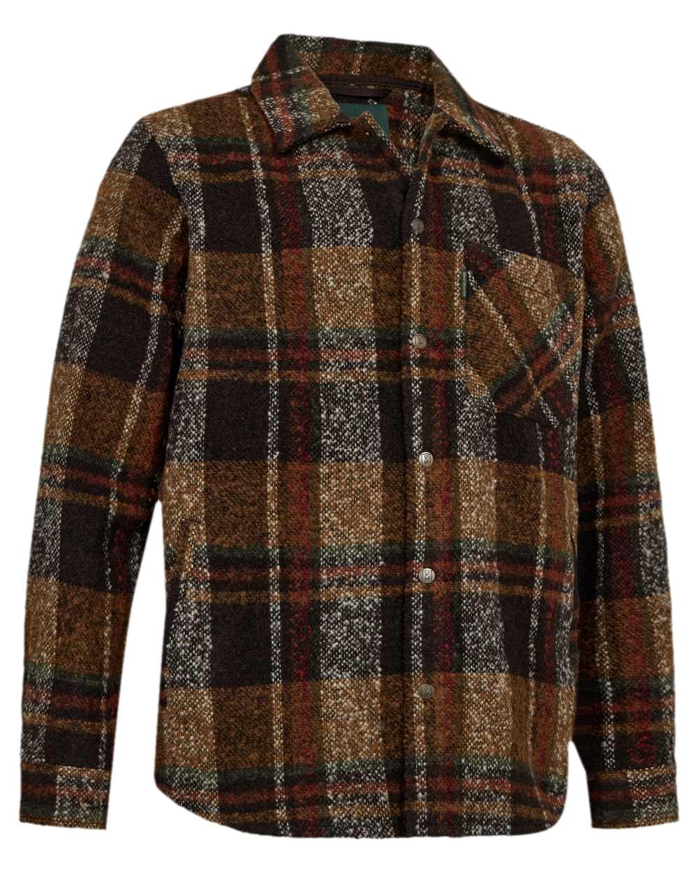 Brown Check Coloured Deerhunter Wilder Overshirt on white background 
