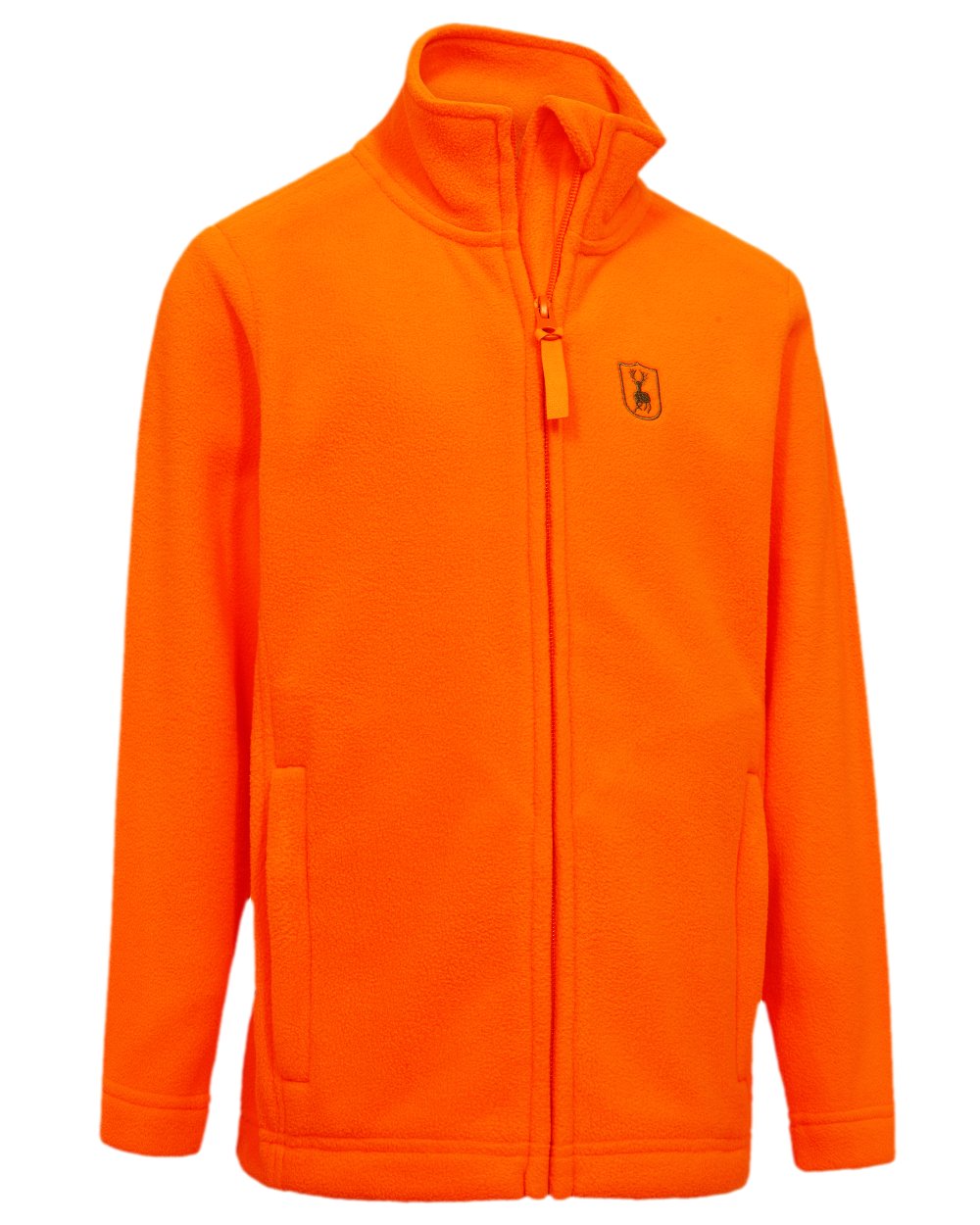 Safety Orange Coloured Deerhunter Youth Atlas Lightweight Fleece Jacket on white background 