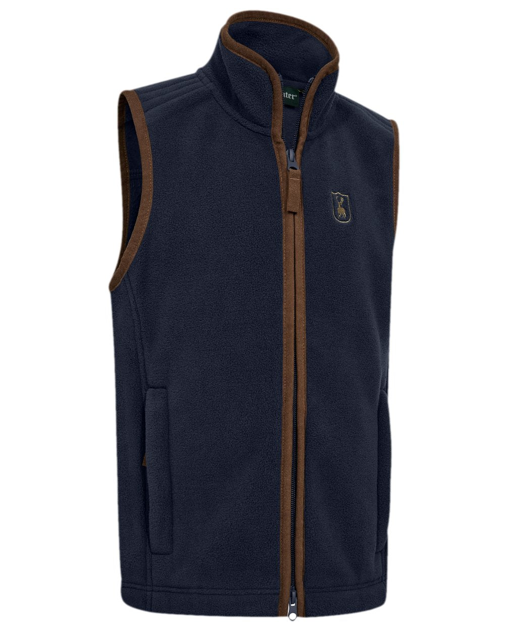 Dark Blue Coloured Deerhunter Youth Cumbria Fleece Waistcoat on white background 