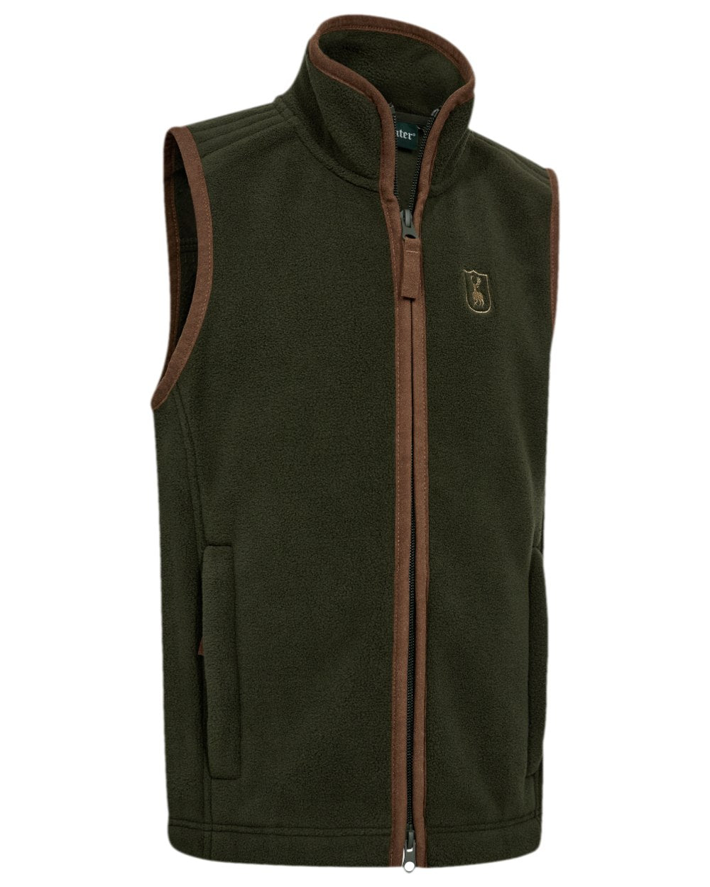 Forest Ember Coloured Deerhunter Youth Cumbria Fleece Waistcoat on white background 