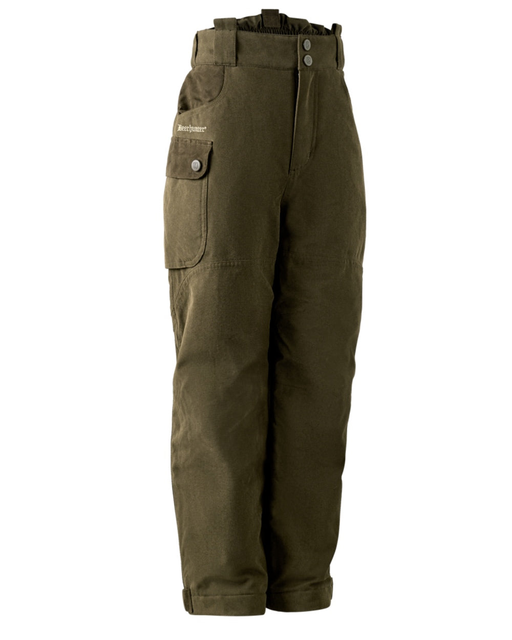 Tarmac Green coloured Deerhunter Youth Eagle Winter Trousers on white background 