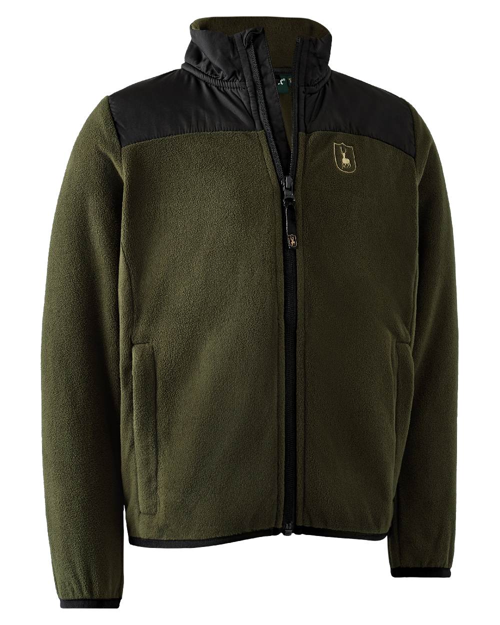 Rifle Green coloured Deerhunter Youth Northward Fleece Jacket on white background 