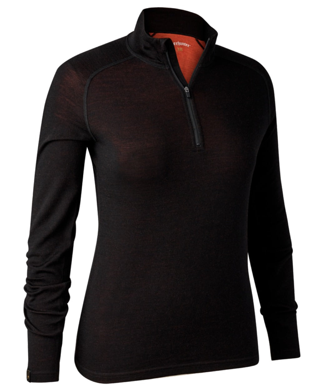 Deerhunter Lady Quinn Merino Half Zip Undershirt in Black Oak