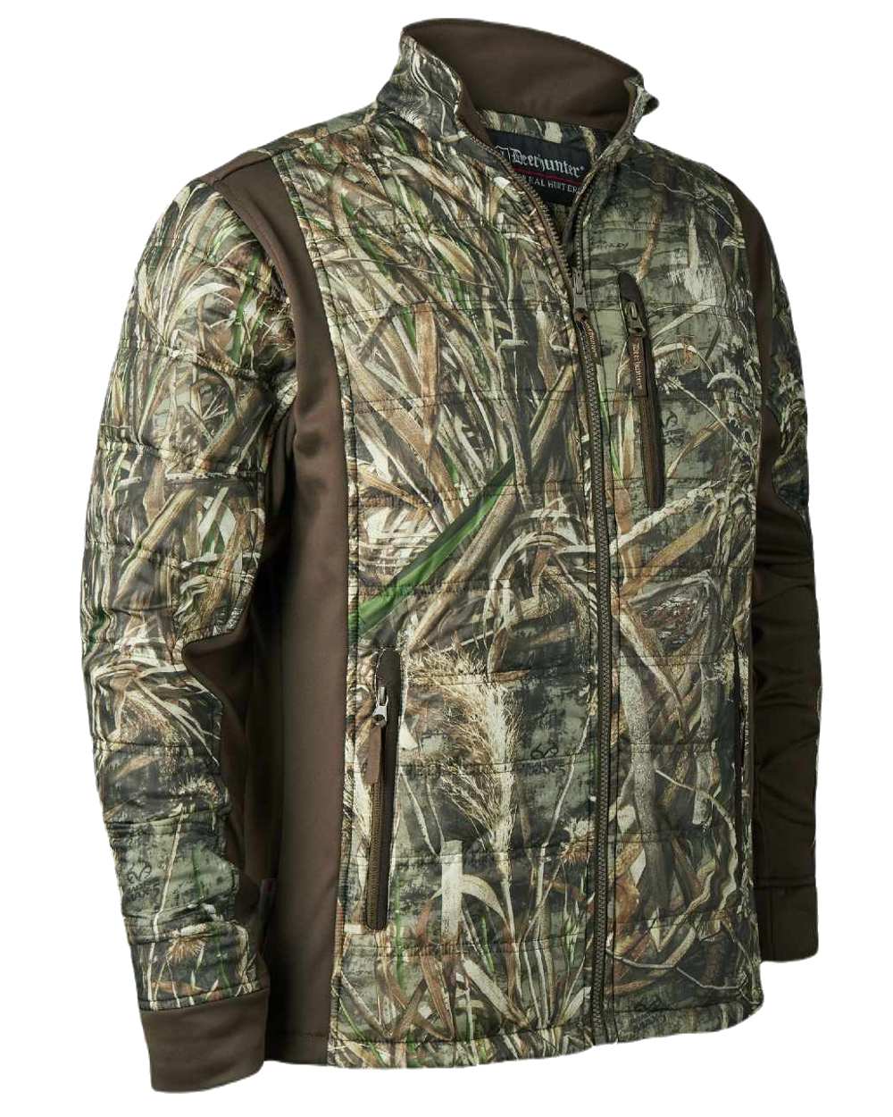 Realtree Max-5 coloured Deerhunter Muflon Zip In Quilted Jacket on white background 