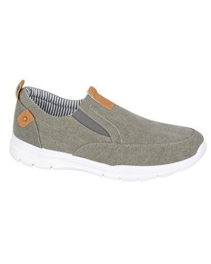 Grey coloured Dek Mens Twin Gusset Slip On Casual Shoes on white background 