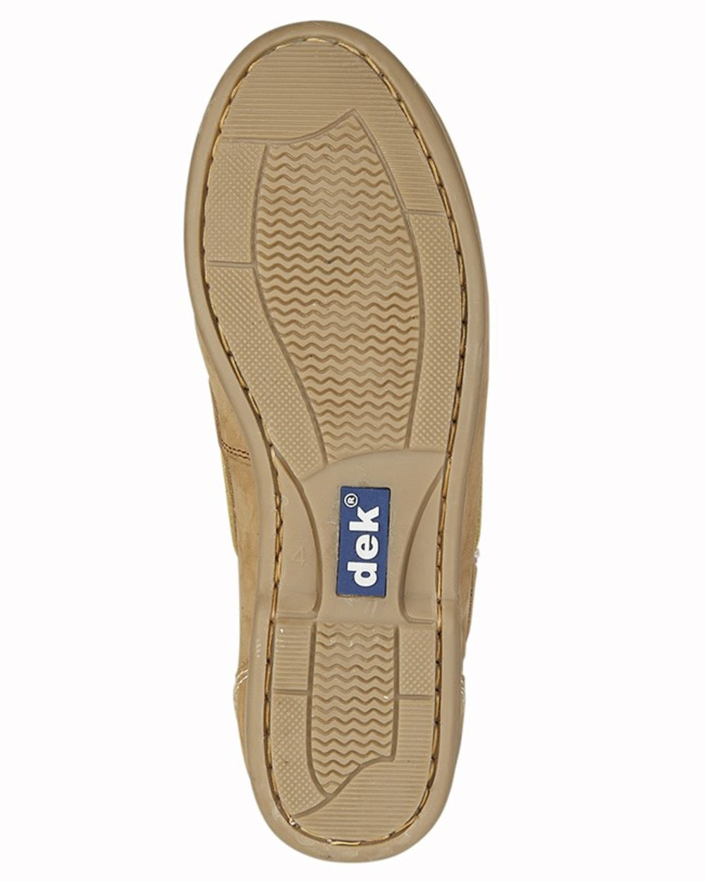 Honey coloured Dek Womens Moccasin Boat Shoes on white background 
