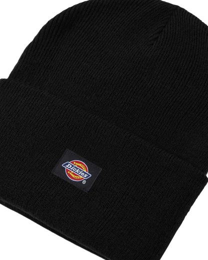 Black coloured Dickies Acrylic Cuffed Beanie on white background 