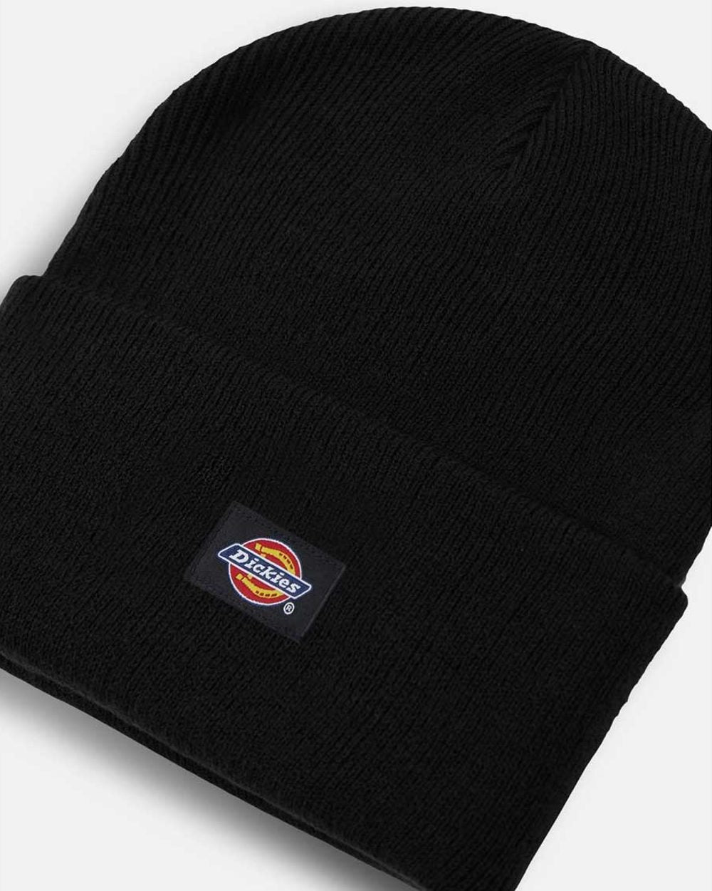 Black coloured Dickies Acrylic Cuffed Beanie on white background 