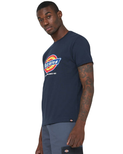 Navy Blue coloured Dickies Denison T-shirt on white background 