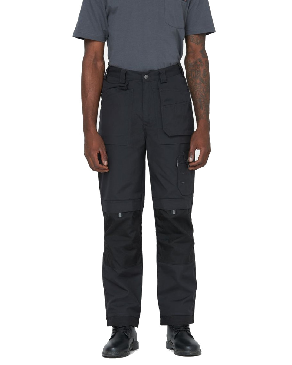 Black coloured Dickies Eisenhower Multi Pocket Trousers on white background 