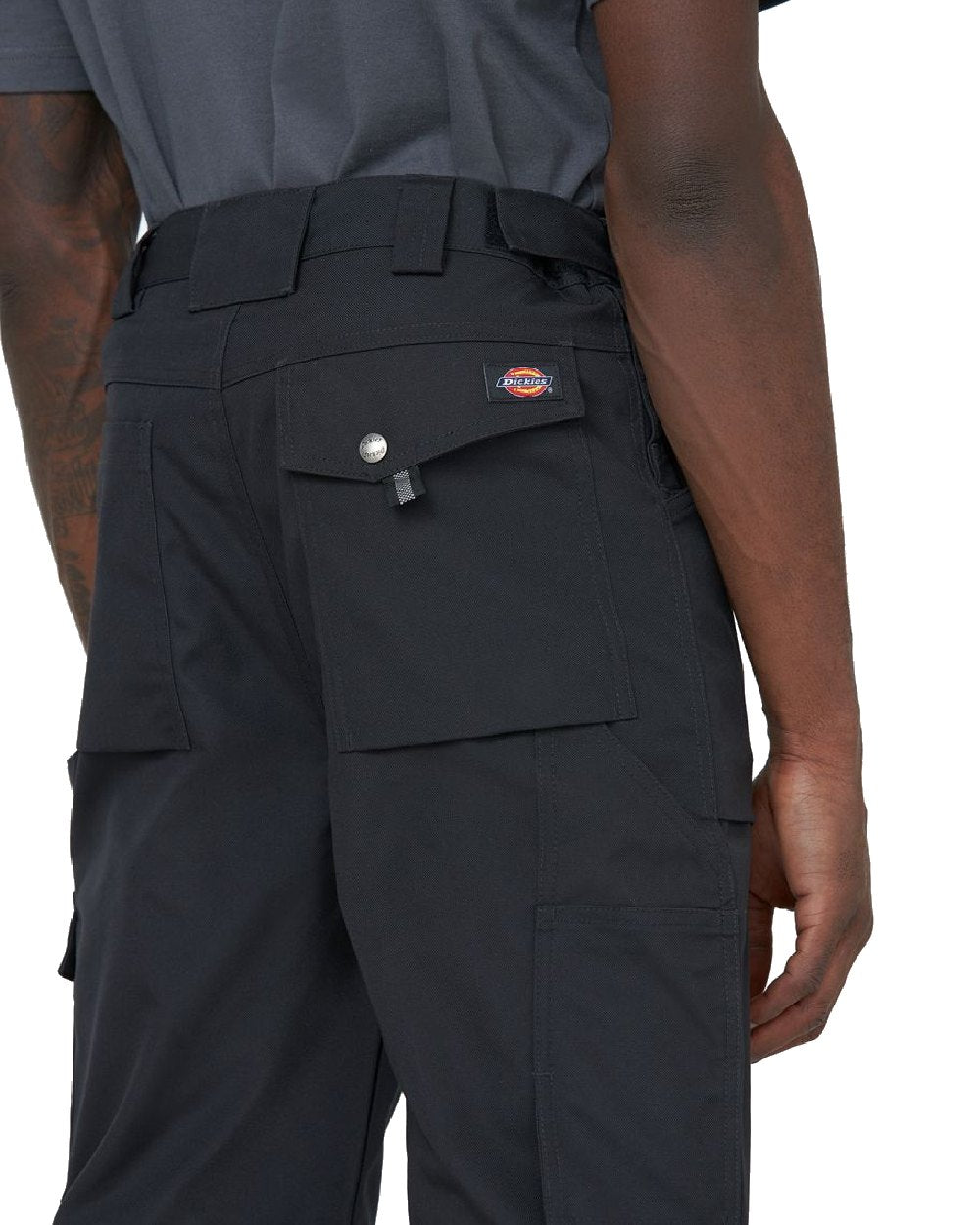 Black coloured Dickies Eisenhower Multi Pocket Trousers on white background 