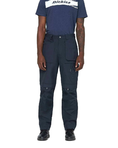 Navy coloured Dickies Eisenhower Multi Pocket Trousers on white background 