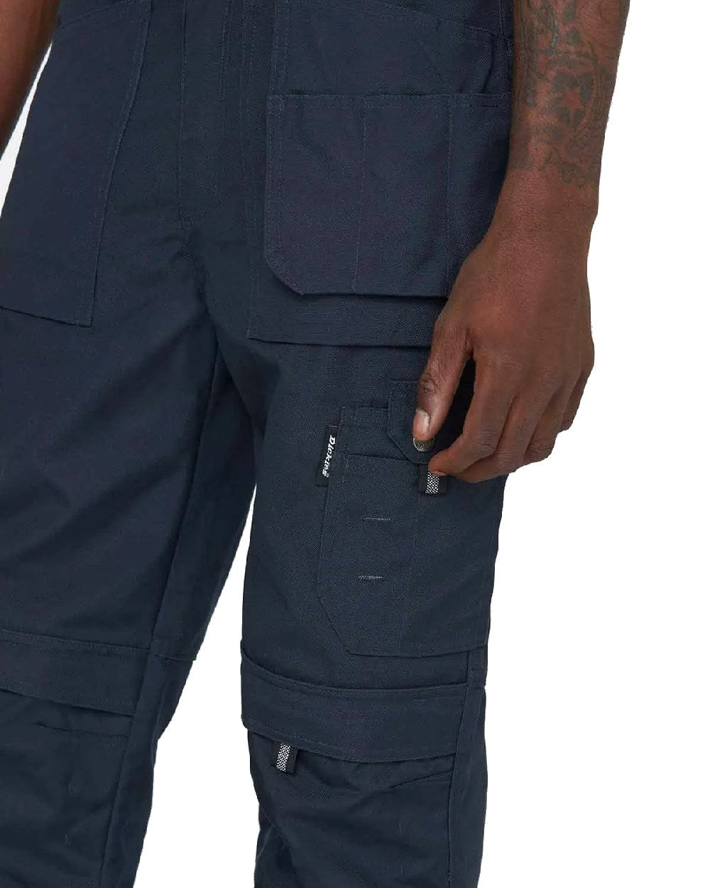 Navy coloured Dickies Eisenhower Multi Pocket Trousers on white background 