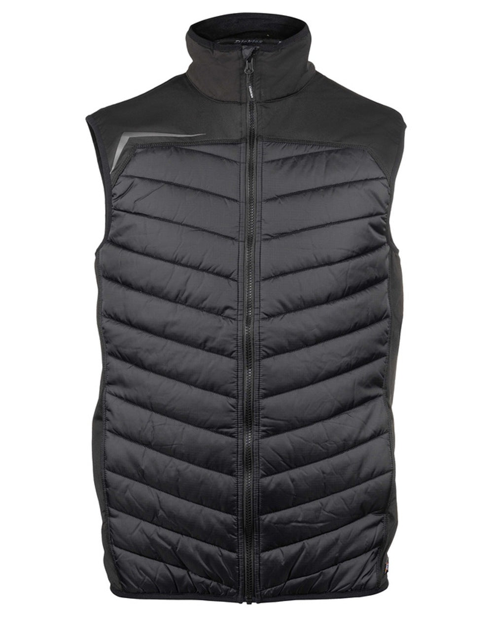 Black coloured Dickies Generation Waterproof Hybrid Bodywarmer on white background