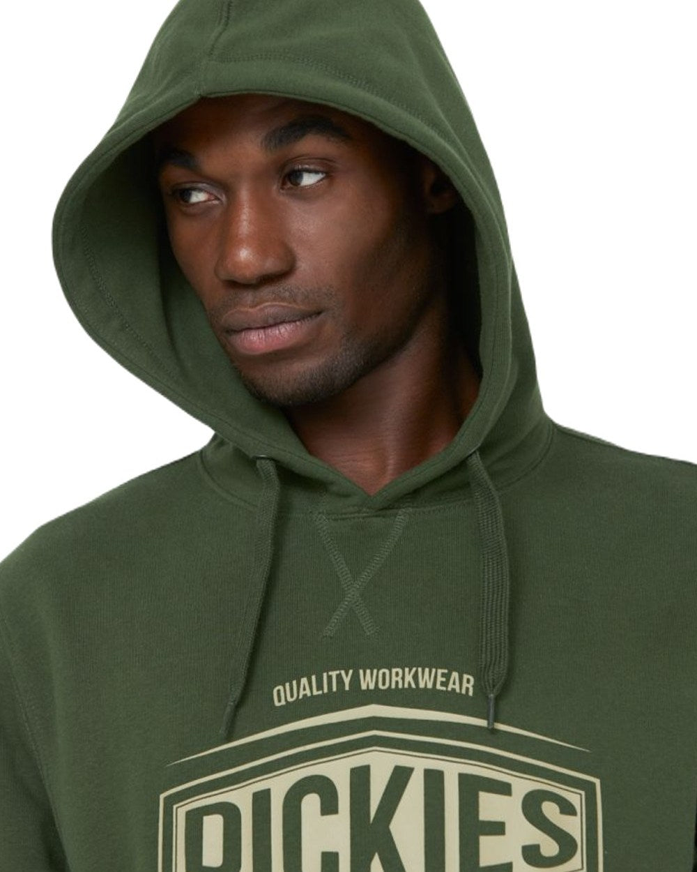 Olive Green coloured Dickies Rockfield Hoodie on white background 