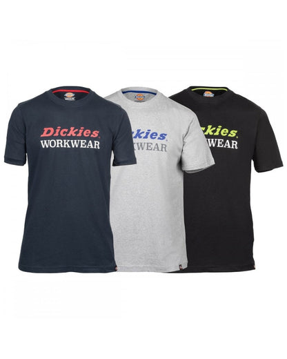 Assorted coloured Dickies Rutland 3 Pack Graphic T-shirt on white background