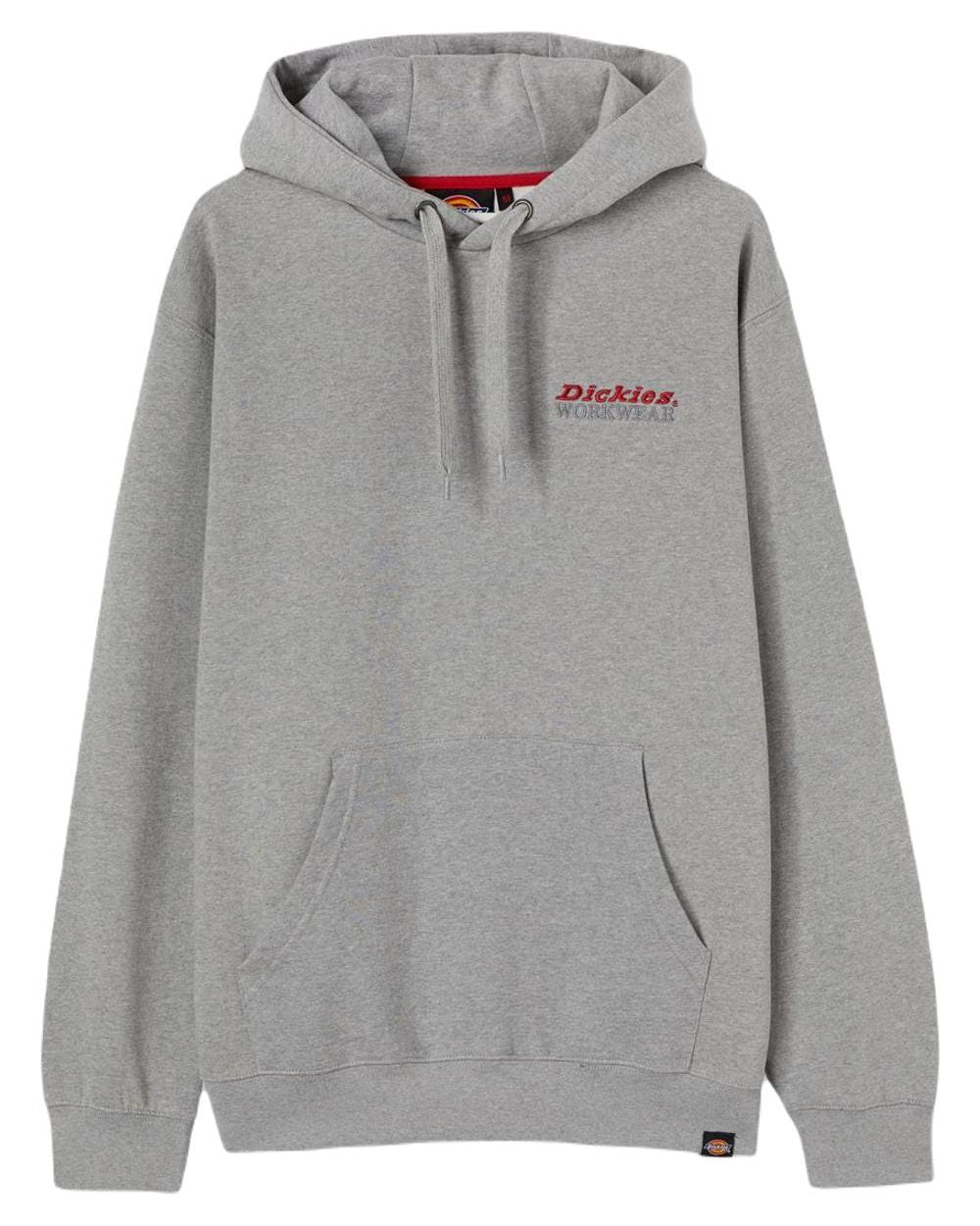 Grey Melange  coloured Dickies Stowe Graphic Hoodie on white background 