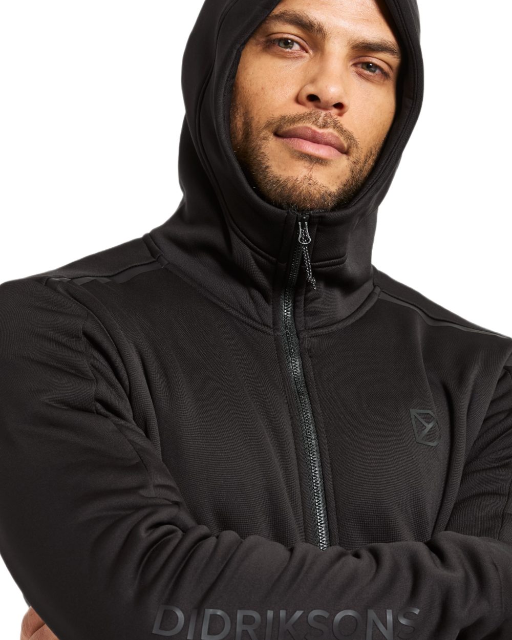 Black coloured Didriksons Acke Full Zip Jacket on white background 