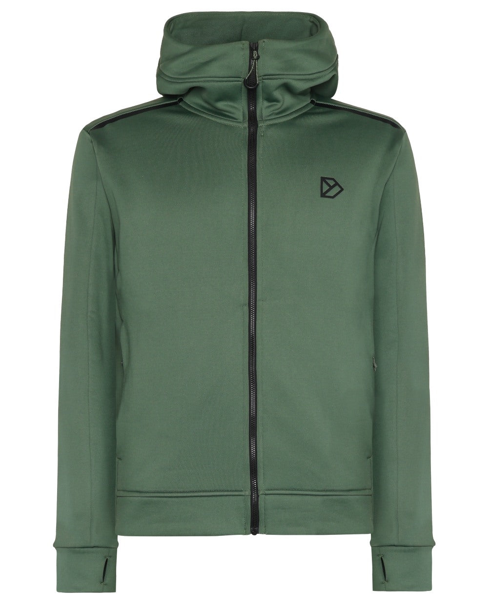 Dark Moss coloured Didriksons Acke Full Zip Jacket on white background 