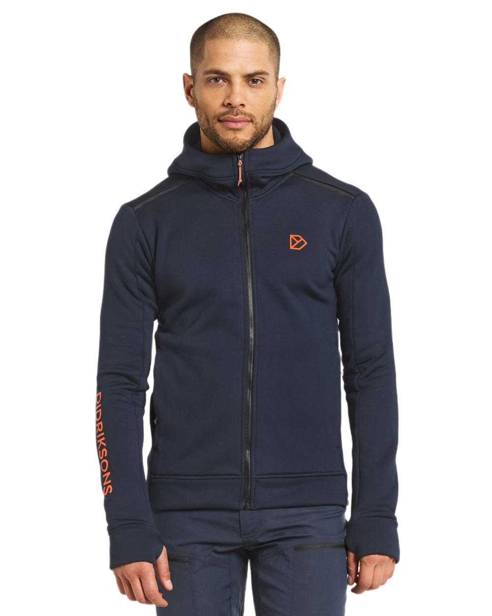 Dark Night Blue coloured Didriksons Acke Full Zip Jacket on white background 