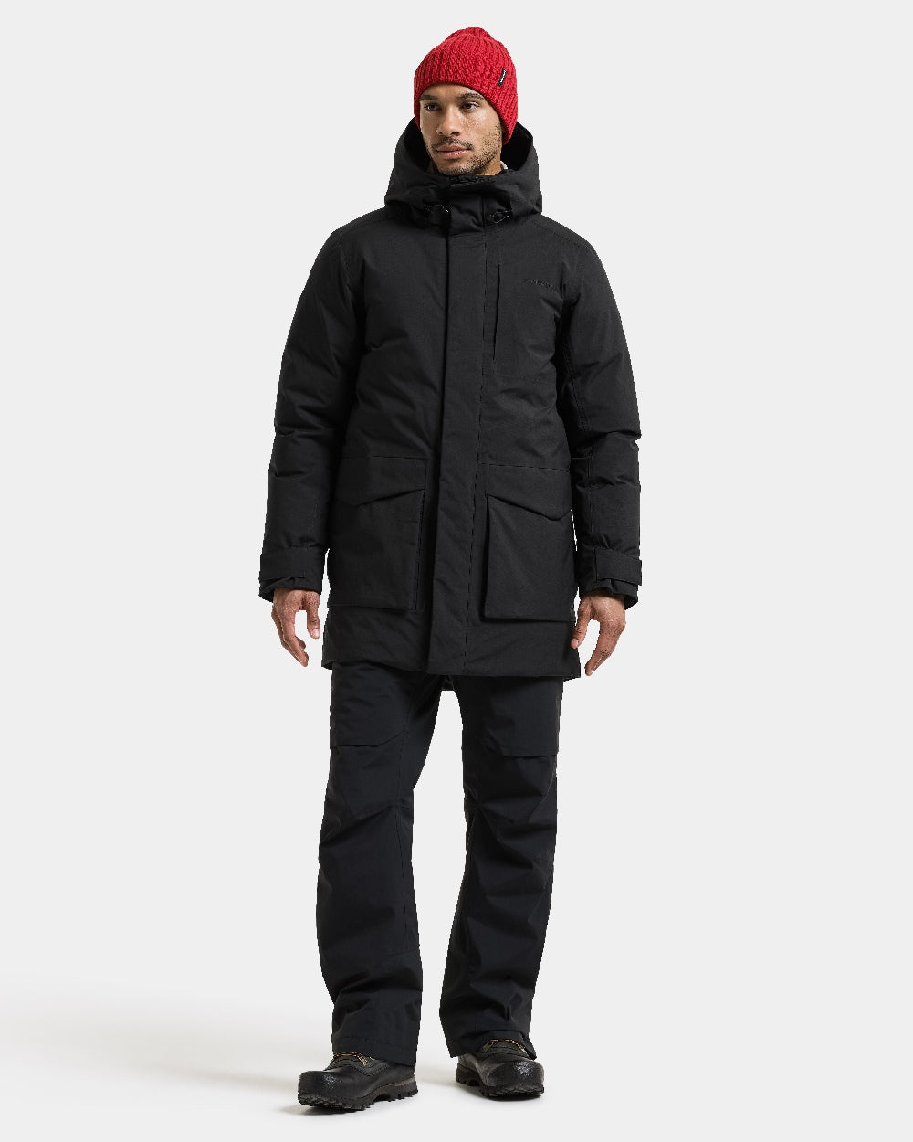 Black coloured Didriksons Akilles Mens Parka 3 on white background 