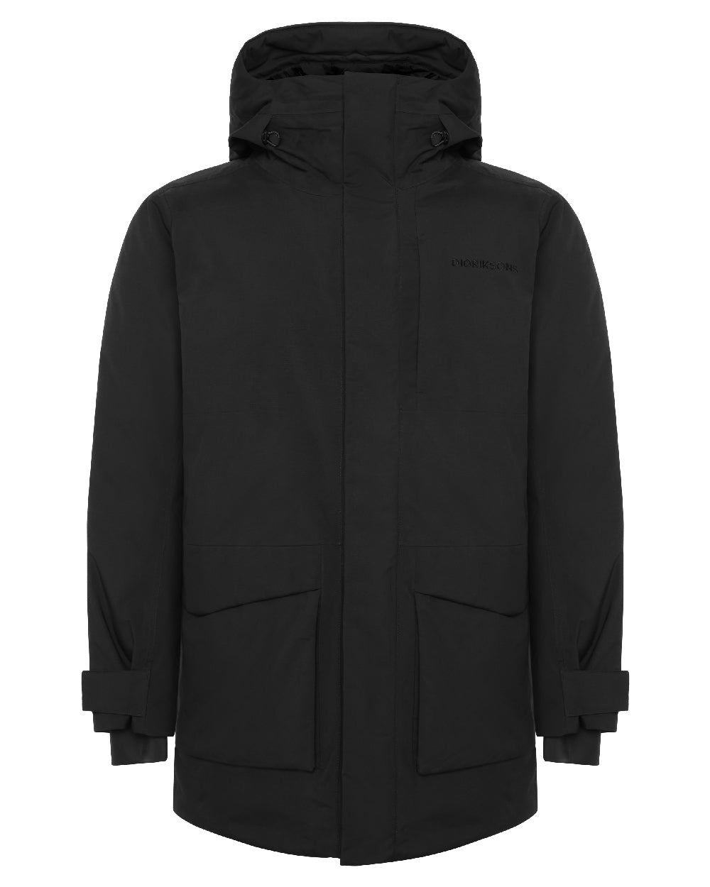 Black coloured Didriksons Akilles Mens Parka 3 on white background 