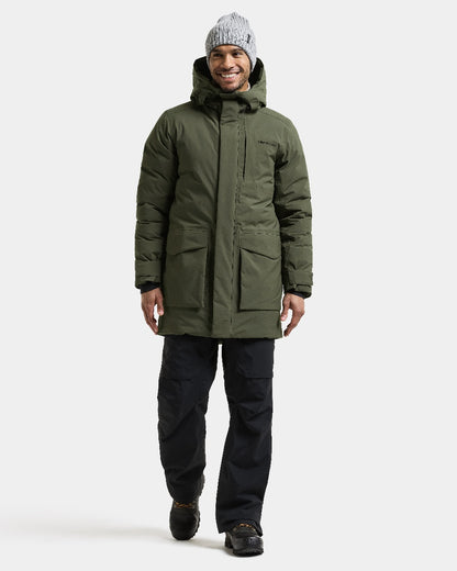 Deep Green coloured Didriksons Akilles Mens Parka 3 on white background 