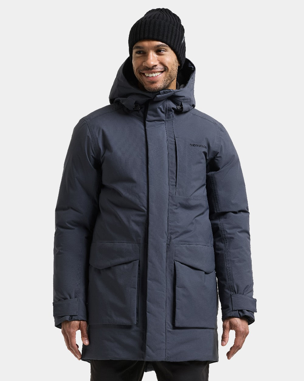 Sleepy Blue coloured Didriksons Akilles Mens Parka 3 on white background 