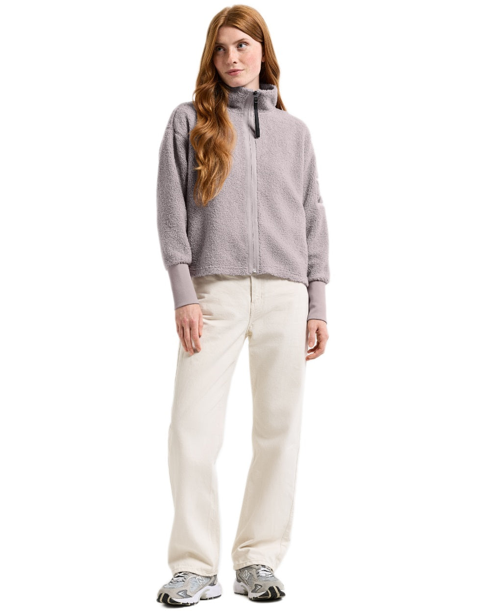 Sunrise Mist coloured Didriksons Full-Zip Fleece Jacket on white background 