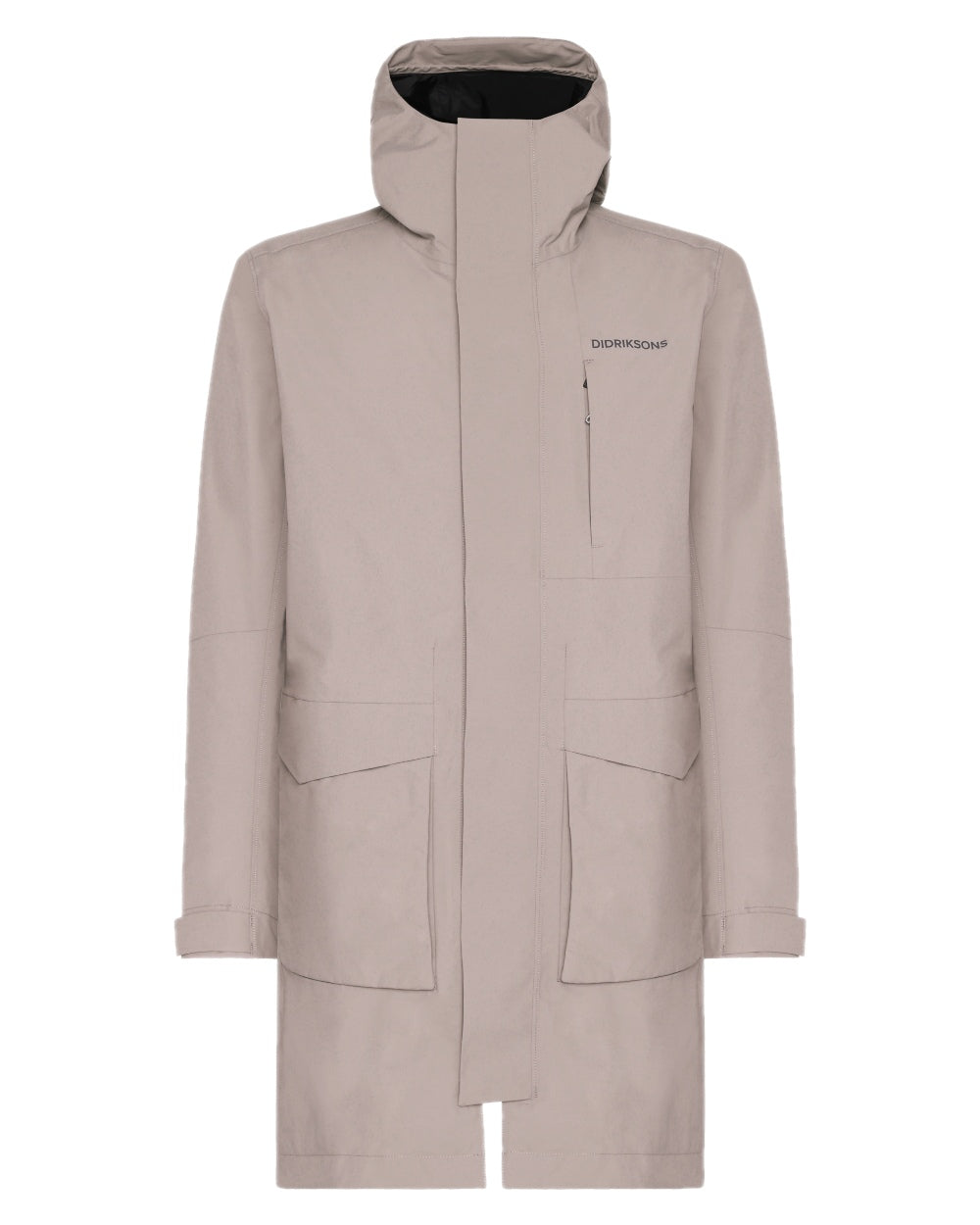 Ash Brown coloured Didriksons Andreas Unisex Parka 2 on white background 