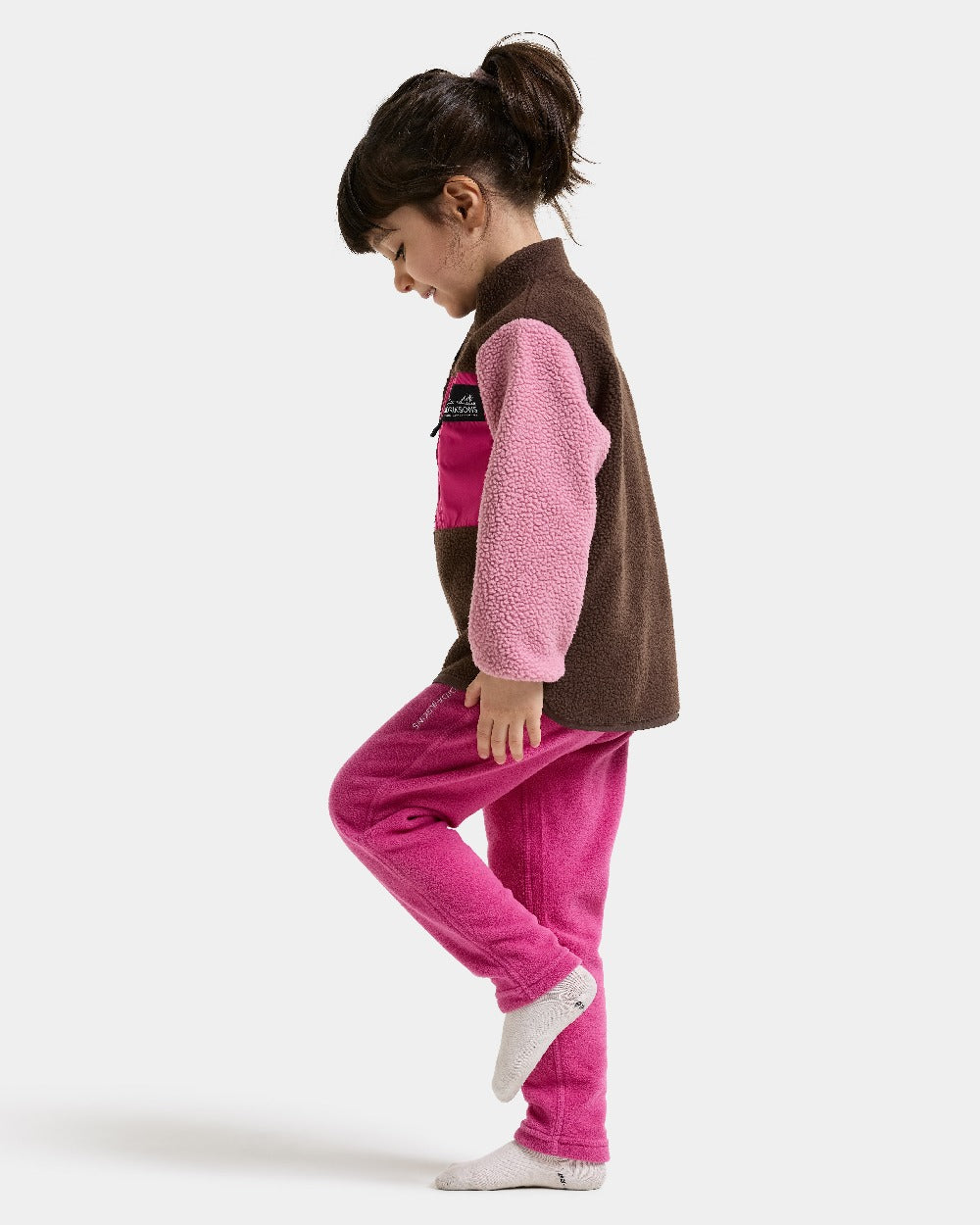 Oyster Pink coloured Didriksons Anten Kids Fullzip 2 on white background 