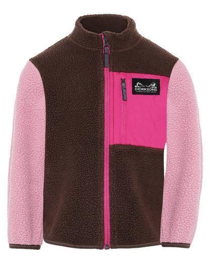 Oyster Pink coloured Didriksons Anten Kids Fullzip 2 on white background 